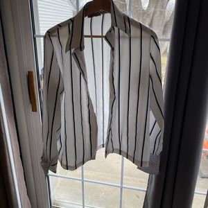 Crystal Plus blue and white stripe and polka dot button up size 14